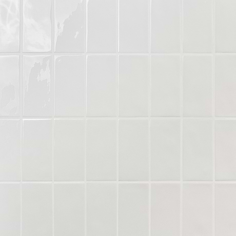 Nabi Subway Glacier White 4.5x9 Crackled Glossy Glass Tile