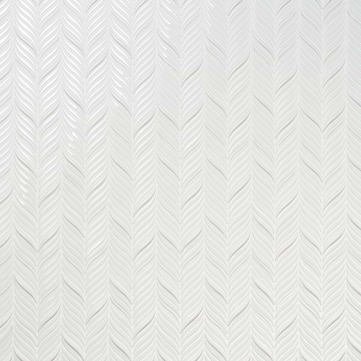 Nabi Alula Glacier White Chevron Crackled Glossy Glass Mosaic Tile