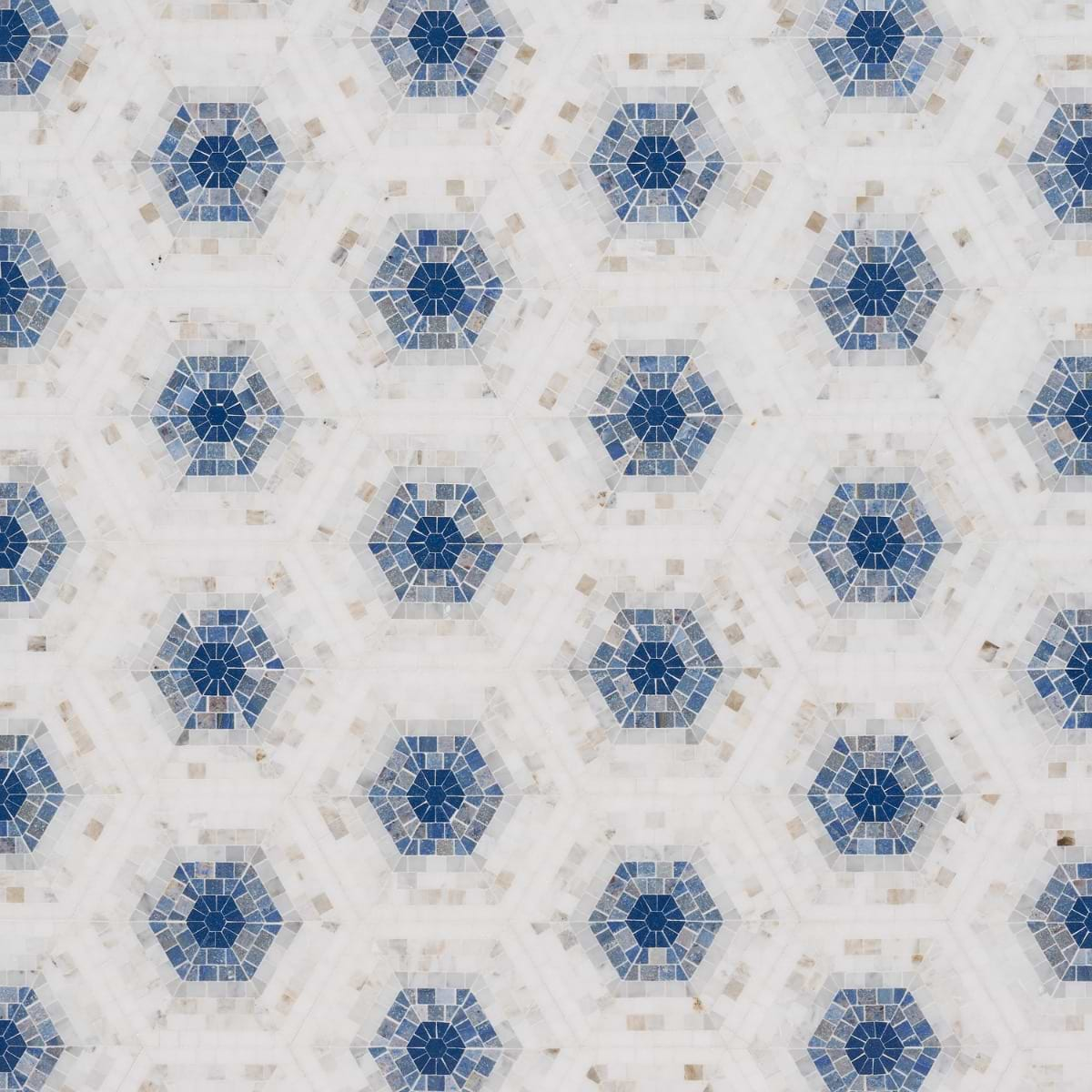 Ako Azul Blue 6" Hexagon Marble Micro Mosaic Tile