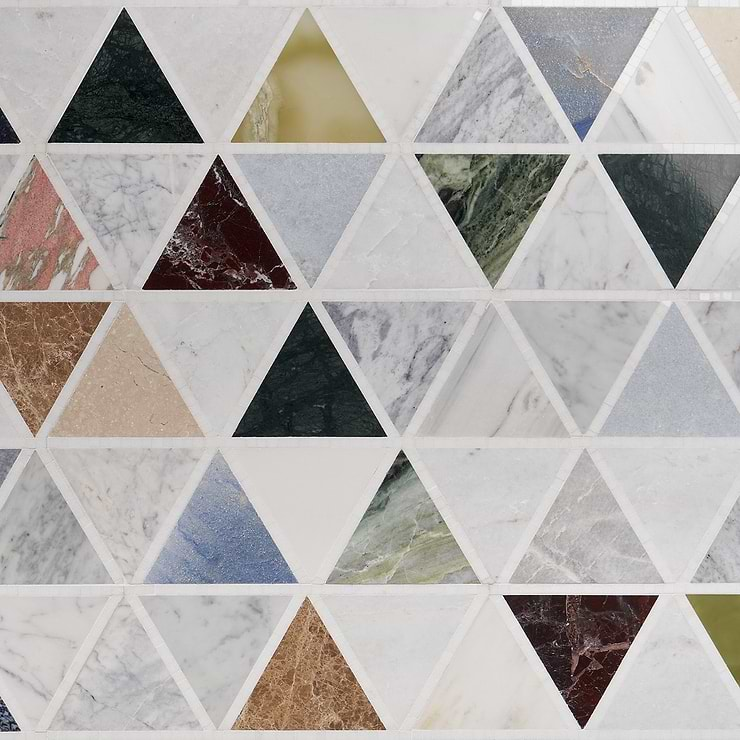 Valerie Multicolor 6" Triangle Polished Marble Mosaic Tile