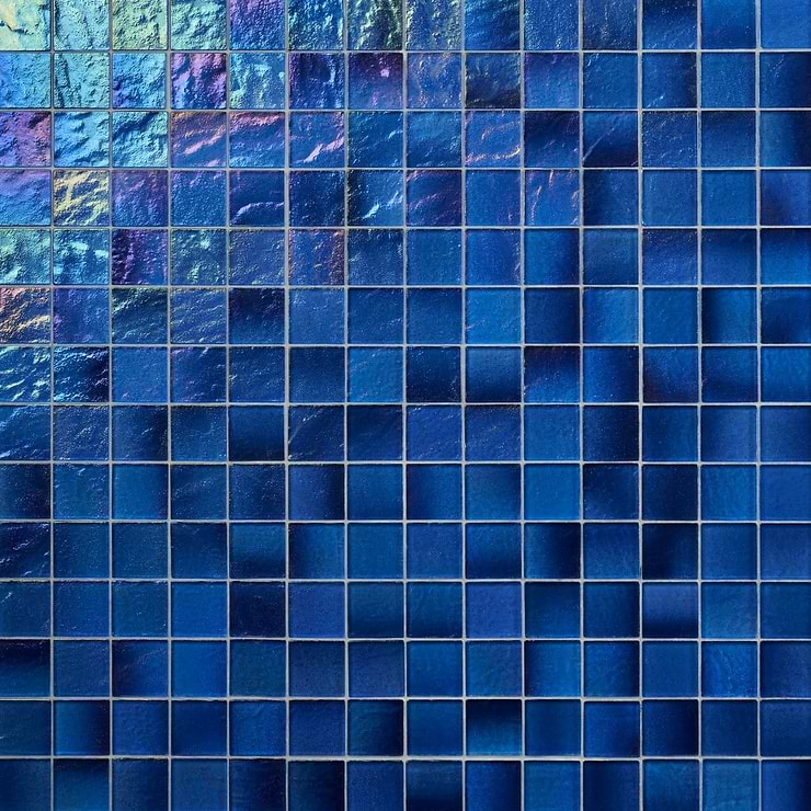 Splash Lagoon Blue 2x2 Polished Glass Mosaic Tile