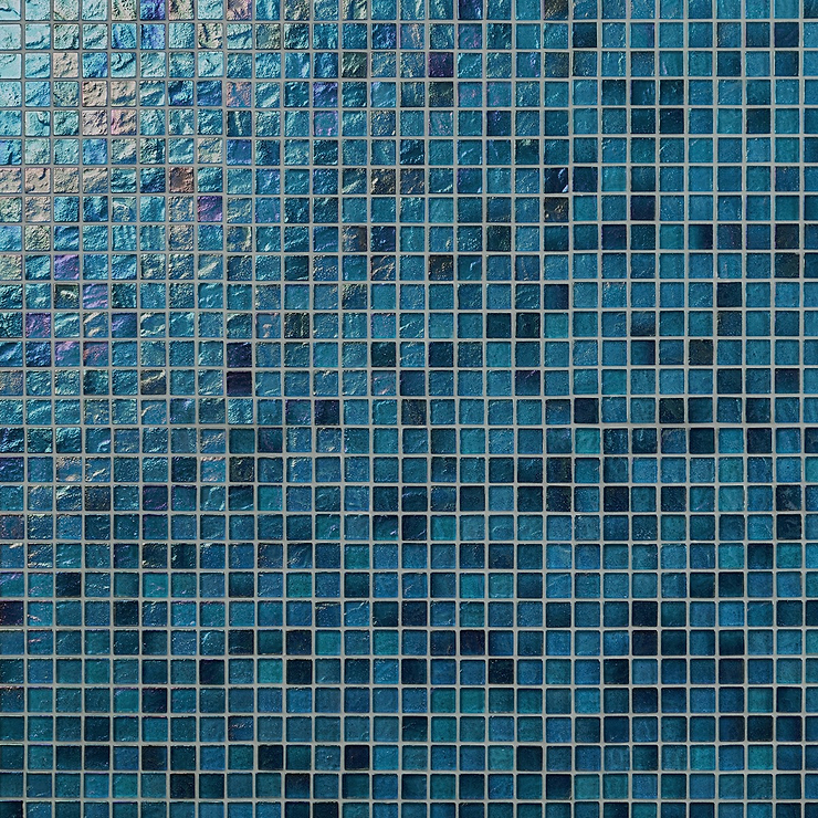 Splash Tropical Blue 1x1 Polished Glass Mosaic Tile