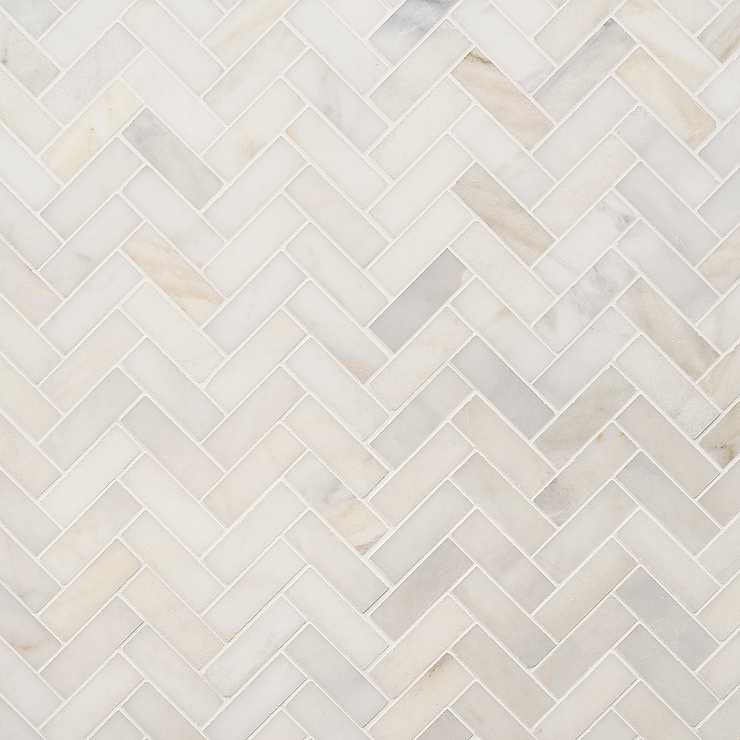 White Jade Harringbone Polished Marble Mosaic 