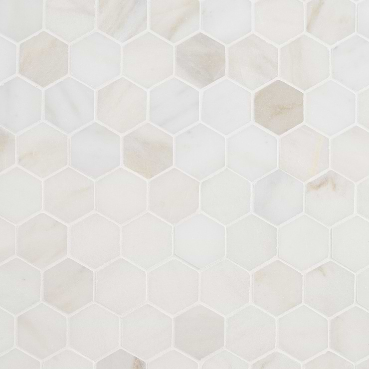 White Jade 2" Hexagon Polished Marble Mosaic