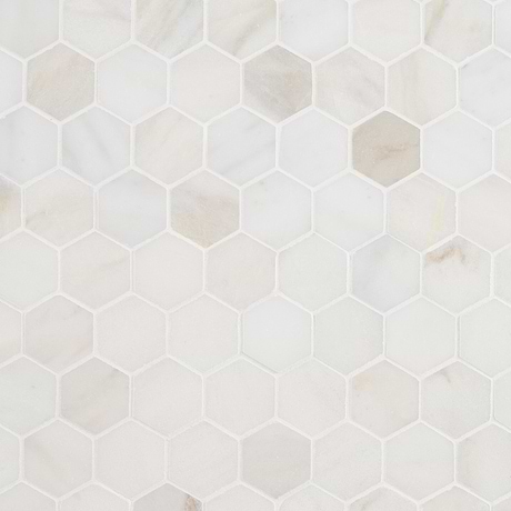 Sample-White Jade 2" Hexagon Polished Marble Mosaic
