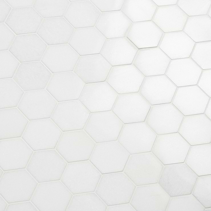 White Thassos 2" Hexagon Marble Polished Mosaic Tile