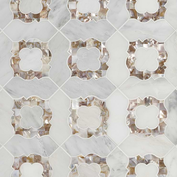 Marble + Pearl Tile for Backsplash