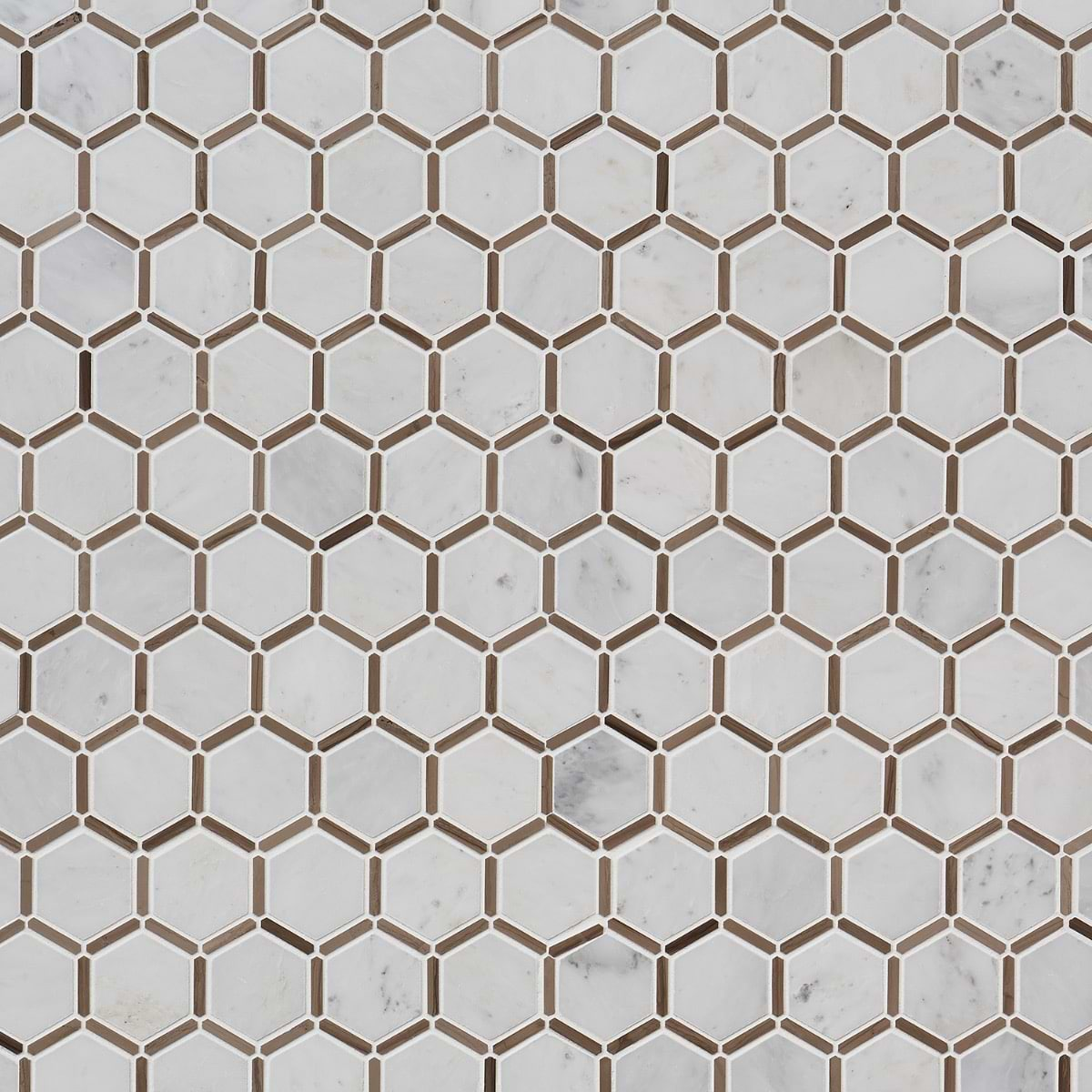 Florentine Asian Statuary & Athens White and Gray 2" Hexagon Polished Marble Mosaic Tile