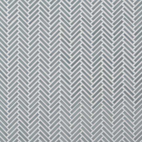 Kai Sky Blue 1x2" Herringbone Glossy Porcelain Mosaic Tile