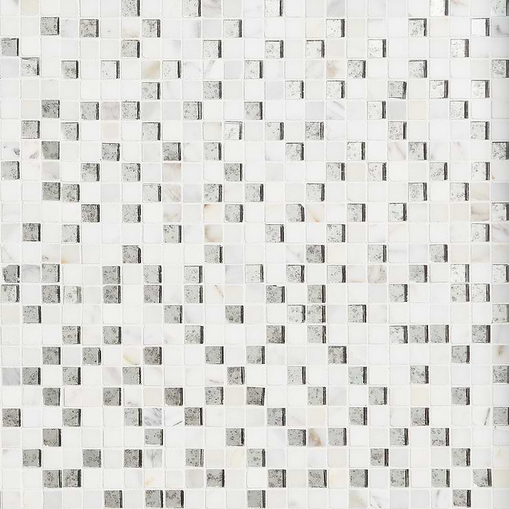 Kelli Ellis Soli White 1x1 Marble & Mirror Polished Mosaic Tile