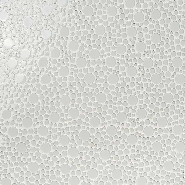 Loft Spa Super White Circles Glass Polished Mosaic Tile