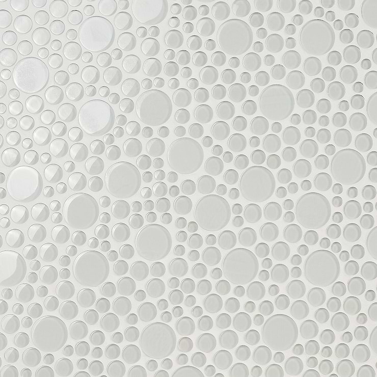 Loft Spa Super White Circles Glass Polished Mosaic Tile