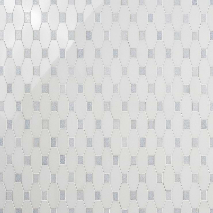 Octave Thassos & Blue Celeste 2x4 Marble Polished Mosaic Tile