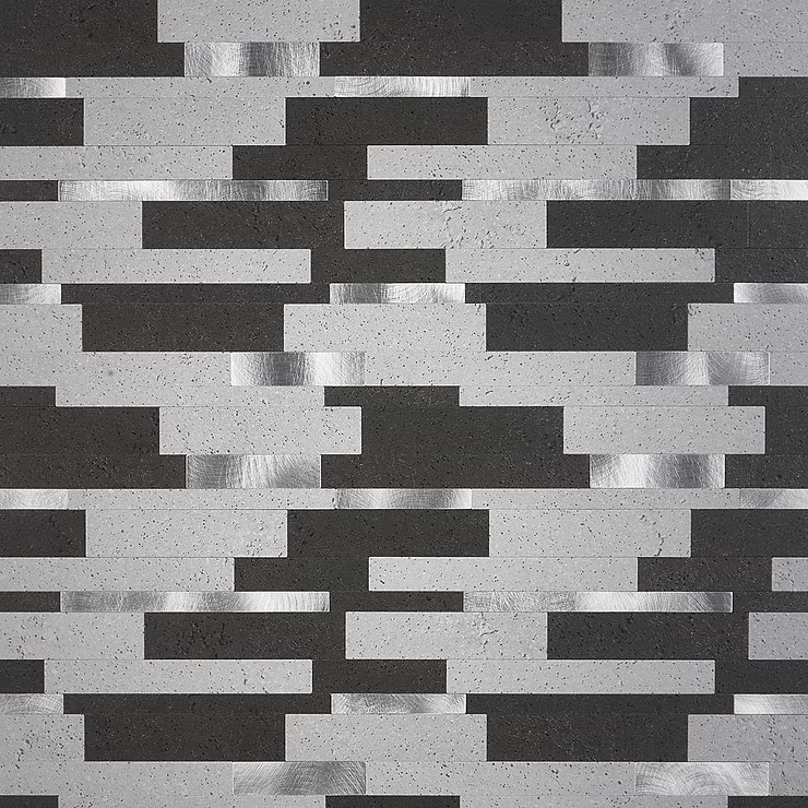 Metalway LPS Mixed Gray Solid Core Peel & Stick Self Adhesive Metallic Look Matte Mosaic Tile