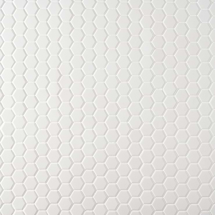 Level White 1" Hexagon Matte Porcelain Mosaic Tile