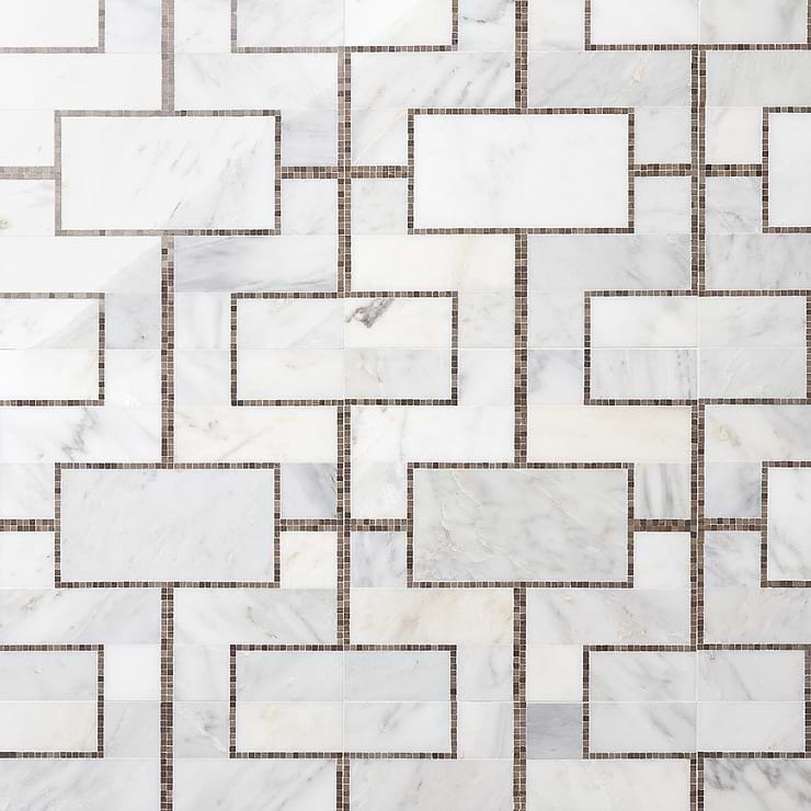 Cul De Sac Athens Gray & Asian Statuary Marble Mosaic Tile