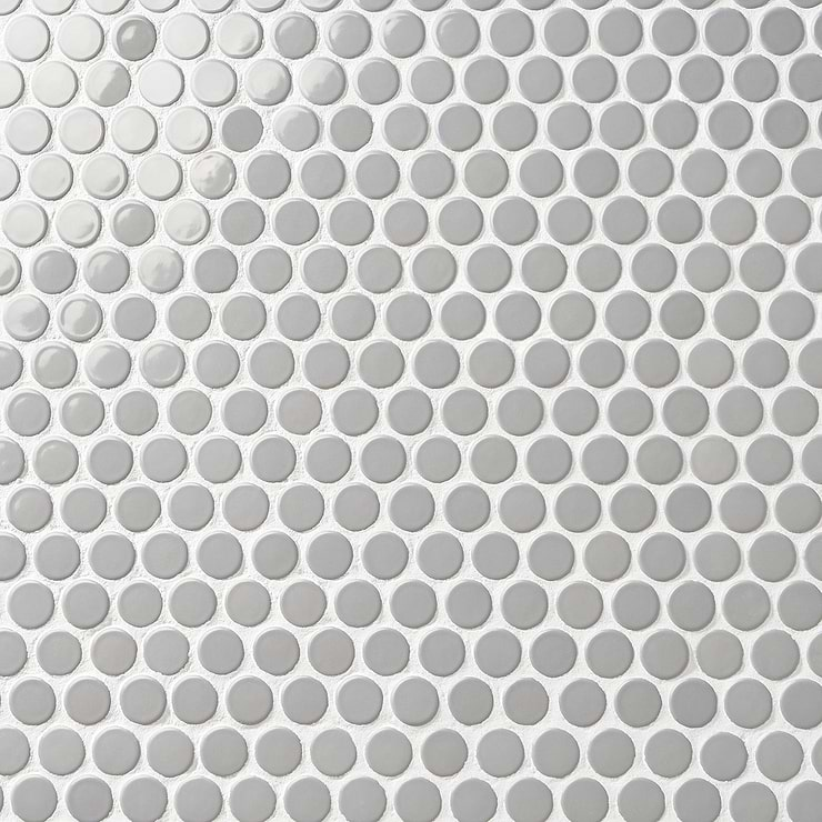 Paradise Gris Gray 1" Penny Round Polished Porcelain Mosaic