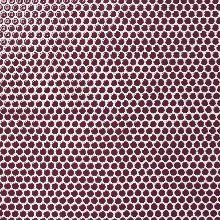 Eden Summer Plum Purple 1" Penny Round Polished Rimmed Porcelain Mosaic