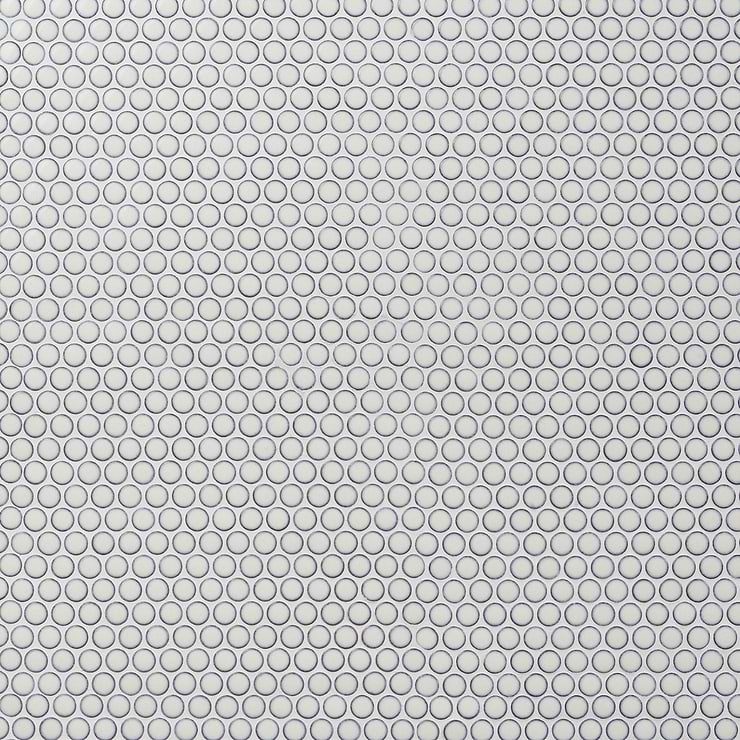 Eden Winter White 1" Penny Round Polished Rimmed Porcelain Mosaic