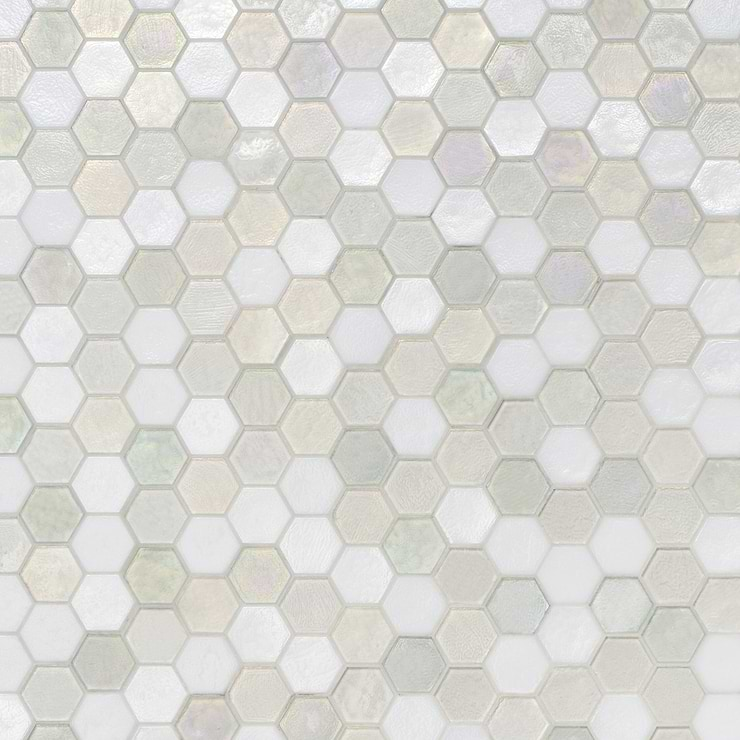 Ohana Hexagon Atmosphere White 2'' Glass Mosaic Tile