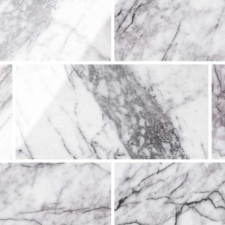 Lilac White 6x12 Polished Marble Tile