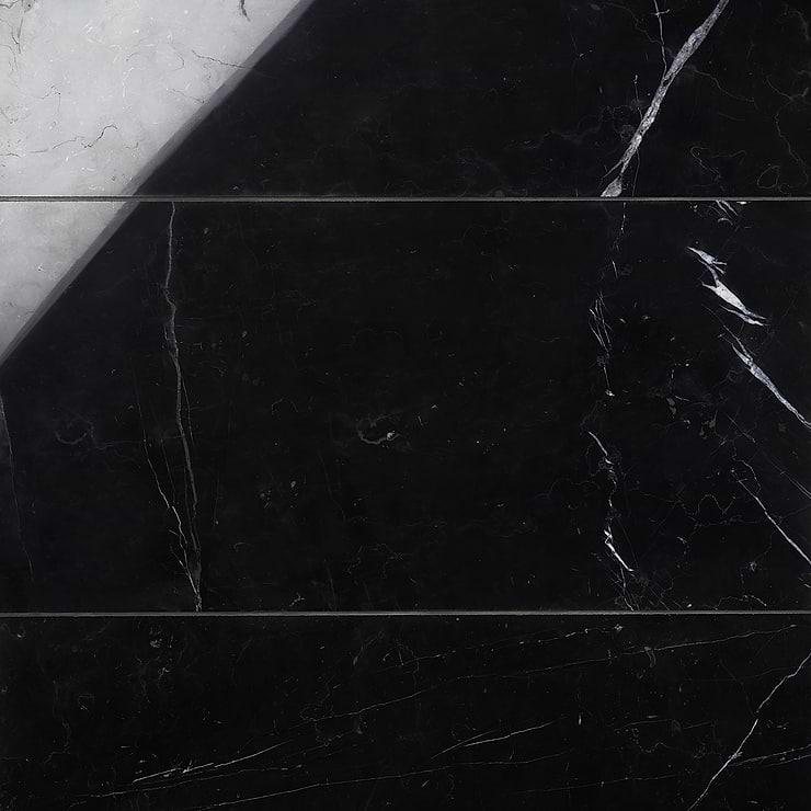 Nero Marquina 12x24 Polished Marble Tile