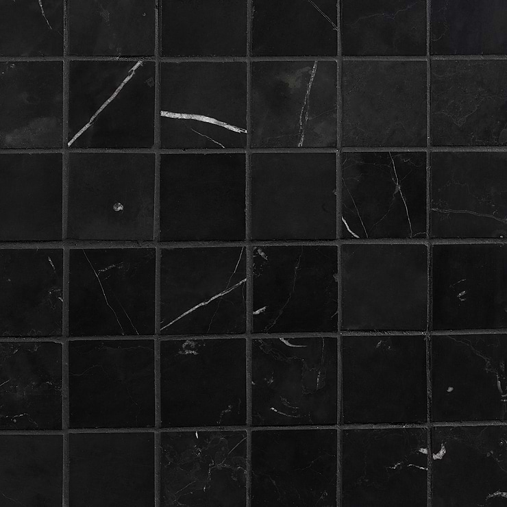 Nero Marquina 2x2 Honed Marble Mosaic Tile