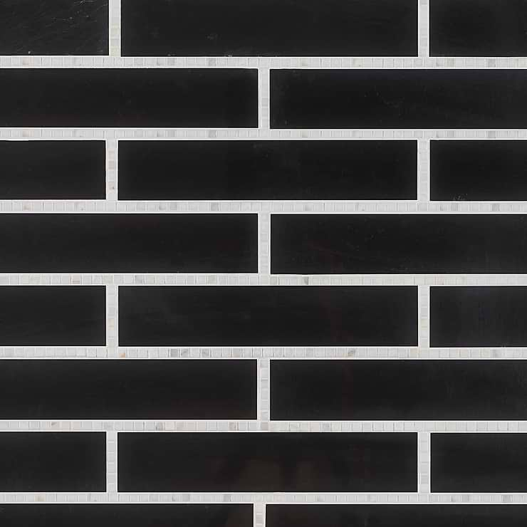 New Palm Beach by Krista Watterworth Brick Black 3x12" Polished Marble Mosaic