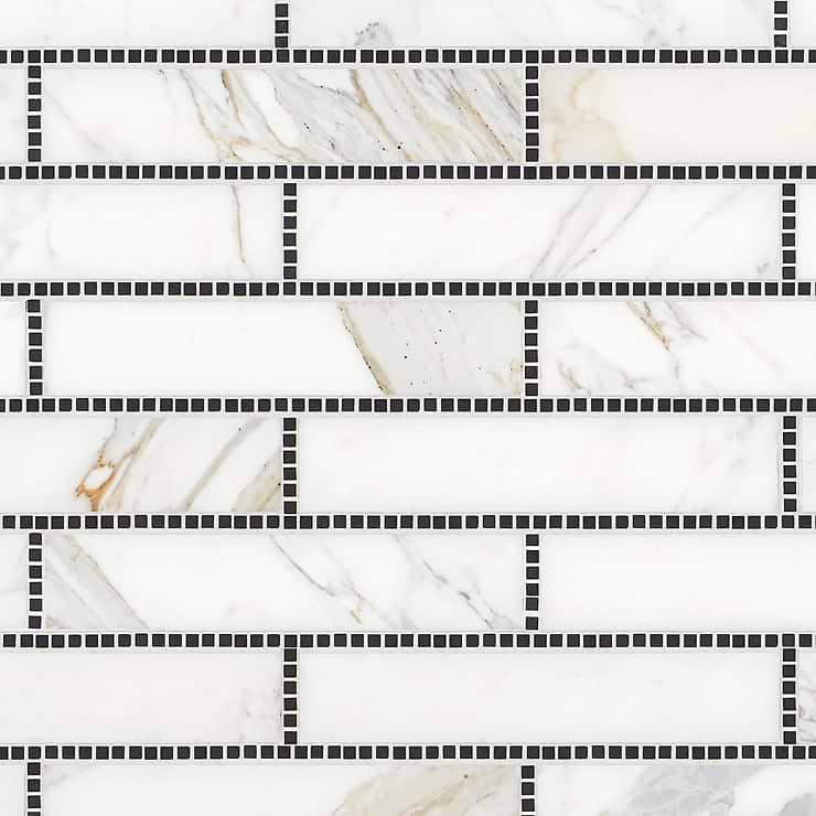 New Palm Beach by Krista Watterworth Brick White 3x12" Polished Marble Mosaic