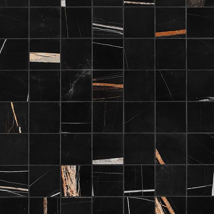 Nero Dorato 3x3 Honed Marble Mosaic Tile