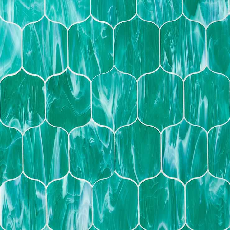 Bespoke Jade 4x6 Lantern Polished Glass Mosaic Tile