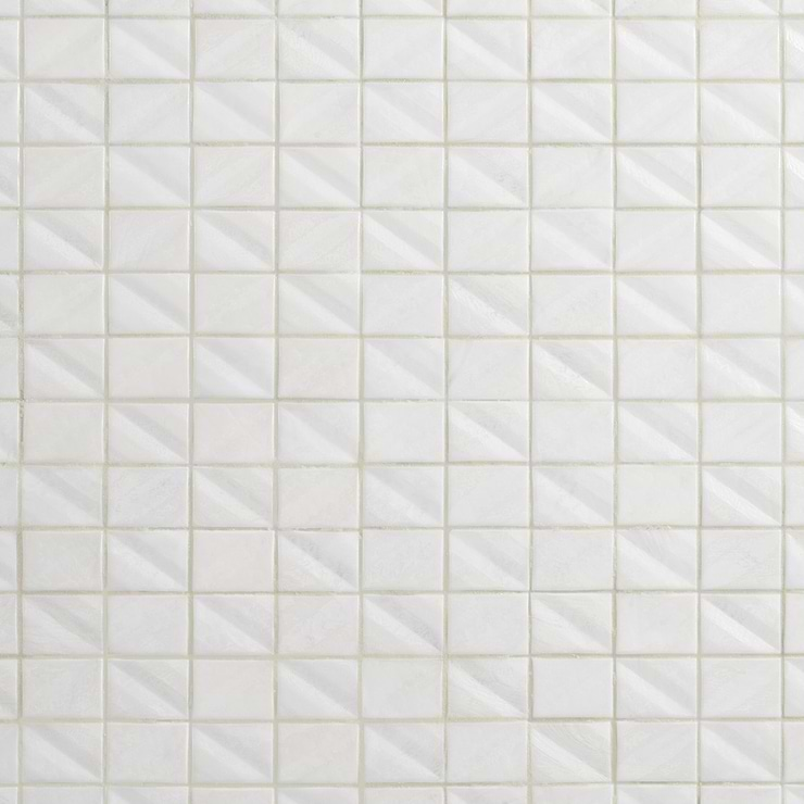 Ohana Prelude Satin 1x2" White Polished Glass Mosaic Tile