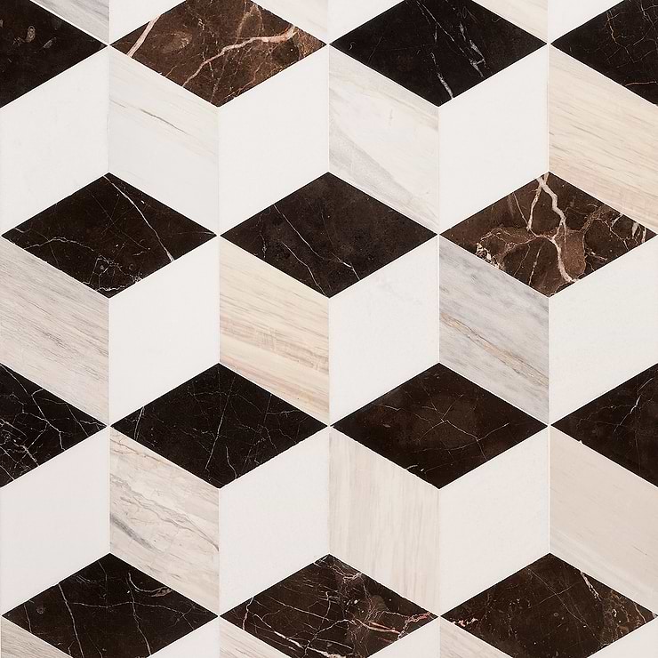 Havasar Sabbia 8x9 Polished Marble Mosaic Tile