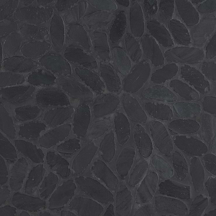 Nature Alor Black Flat Oval Pebble Mosaic