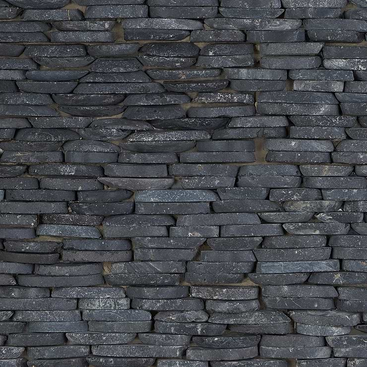 Nature Alor Black Stacked Pebble Mosaic