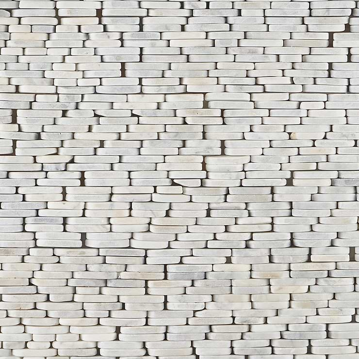 Nature Stacked Carrara Marble Honed Mosaic Tile