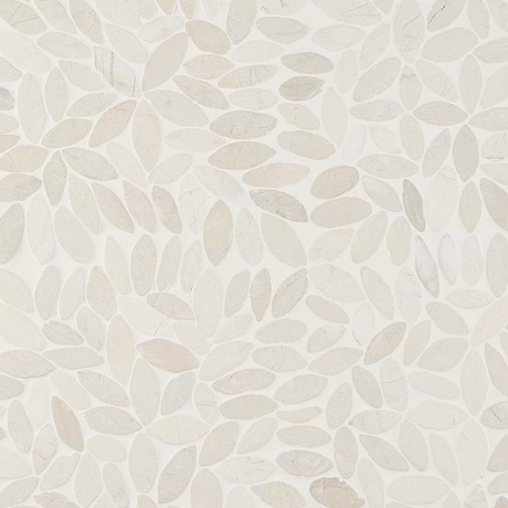 Nature Flower Lovina White Pebble Honed Mosaic Tile