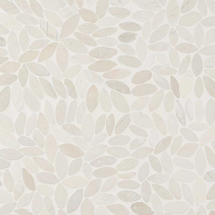 Nature Flower Lovina White Pebble Honed Mosaic Tile