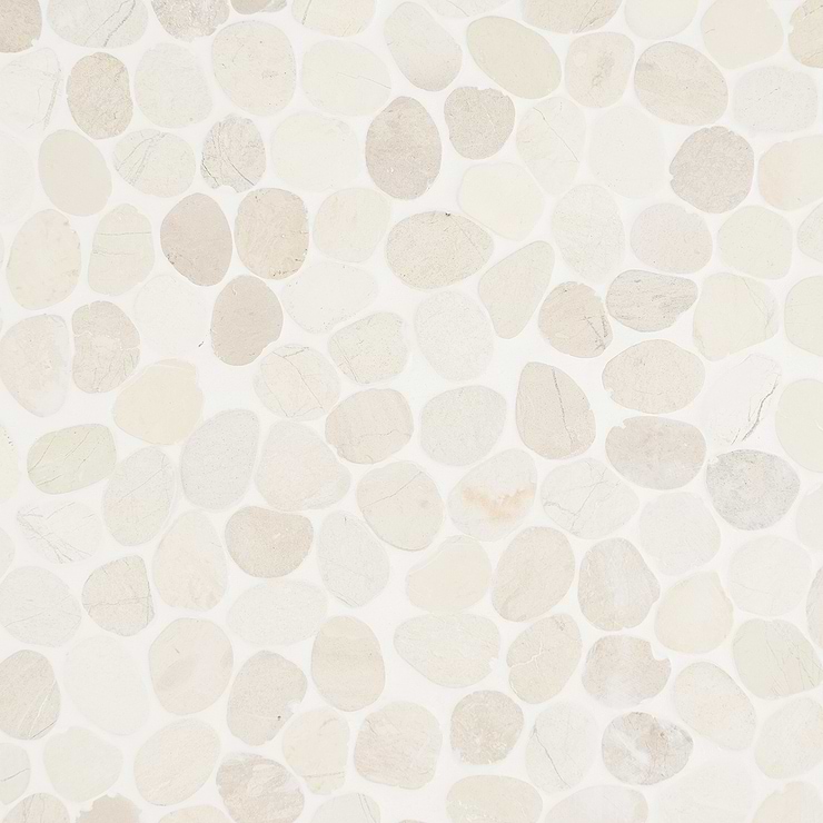 Nature White Round Pebble Mosaic 