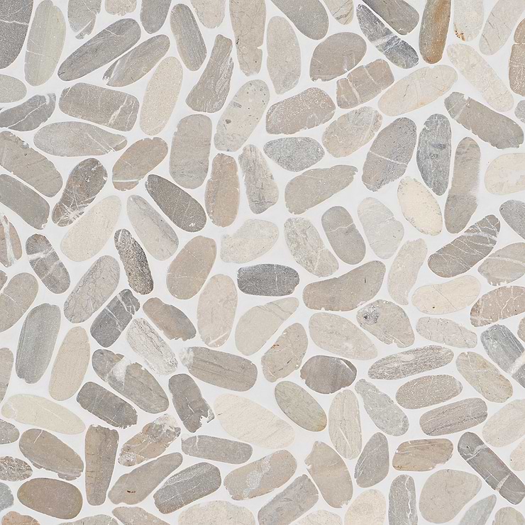 Nature Gray Flat Oval Pebble Mosaic 