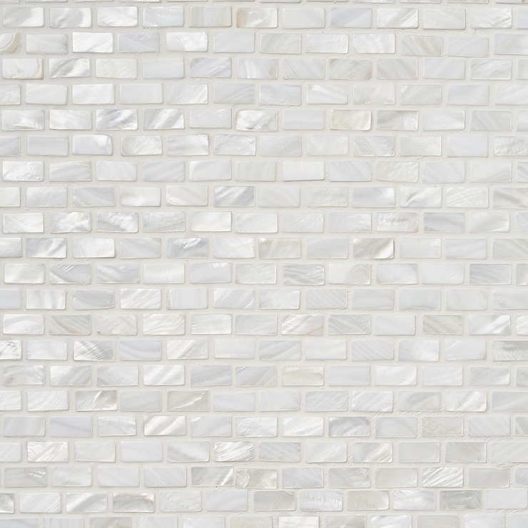 Mother of Pearl Oyster White Pearl 1/2x1 Mini Brick Polished Mosaic Tile