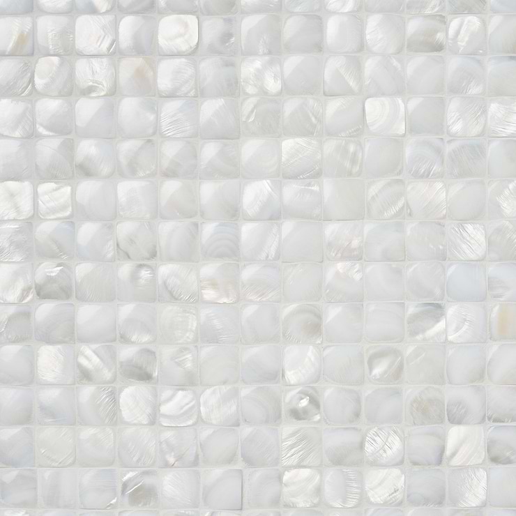 Mother of Pearl Nacre White 3D Pearl 1x1 Polished Mosaic Tile