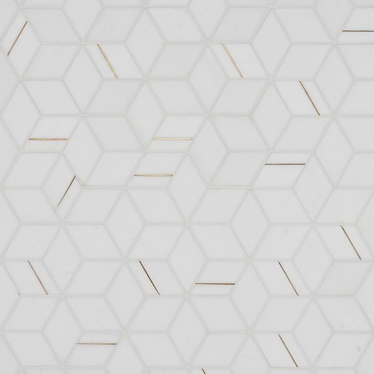 Morgana Thassos Polished Marble and Brass Mosaic Tile