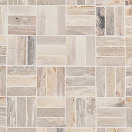 Fossil Basketweave 1x4 Petrified Stone Mosaic