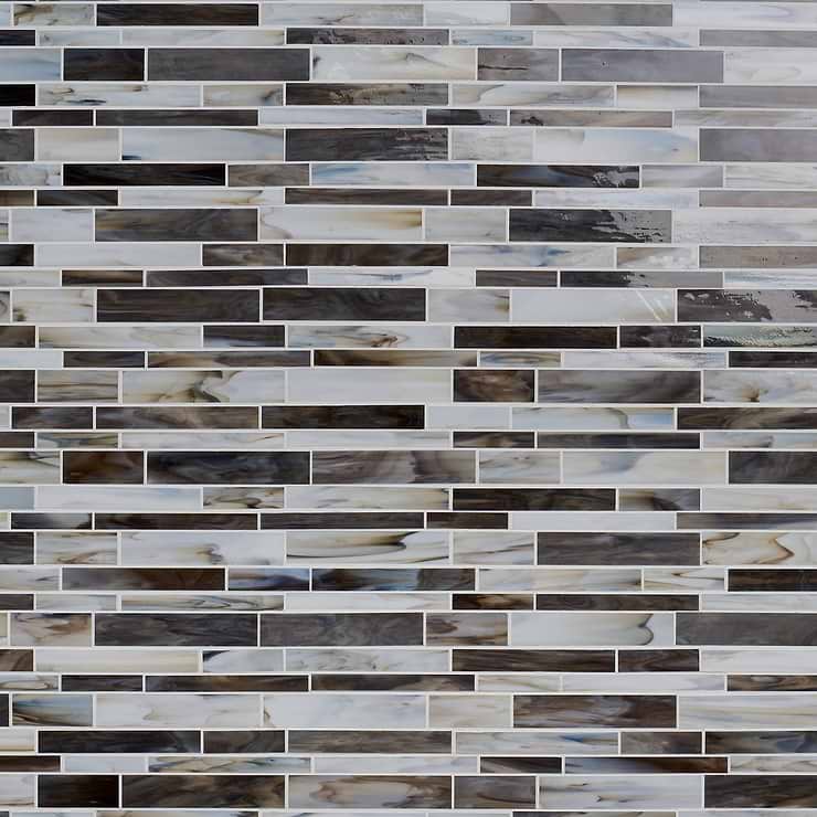 Matchstix Rainstorm Multicolor Glass Polished Mosaic Tile