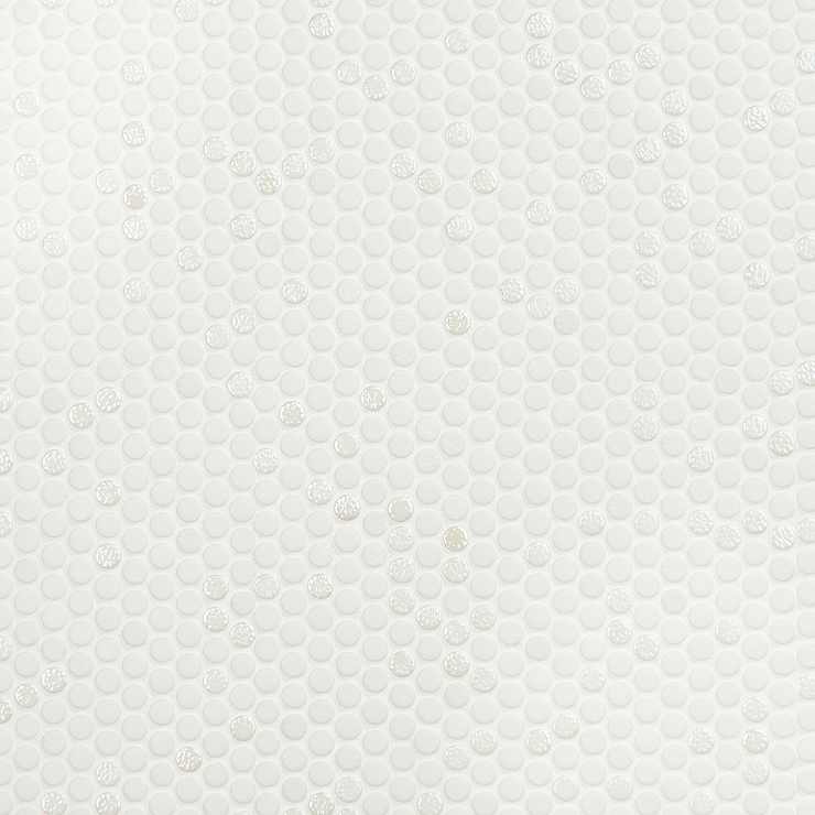 Zoe Bianco 1/2" Circle Frosted and Polished Glass Mosaic Tile