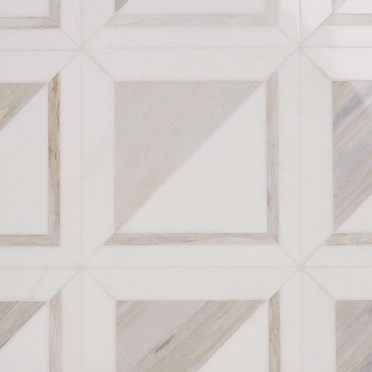 GeoMarble Lados Thassos Sabbia Polished Marble Mosaic Tile