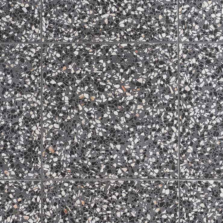 True Terrazzo Domino Gray 16x16 Polished Terrazzo Tile