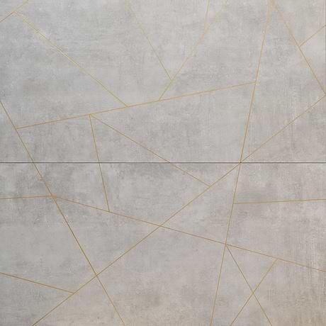 Whitney Cemento Gray and Gold Line 24x48 Artisan Decor Matte Porcelain Wall Tile