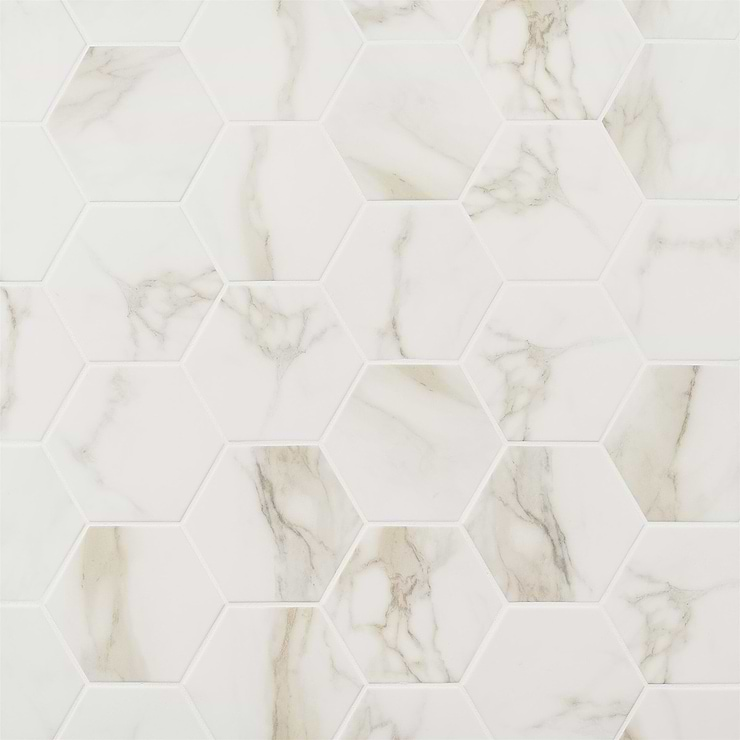 Amalfi Calacatta 6” Hexagon Matte Porcelain Tile